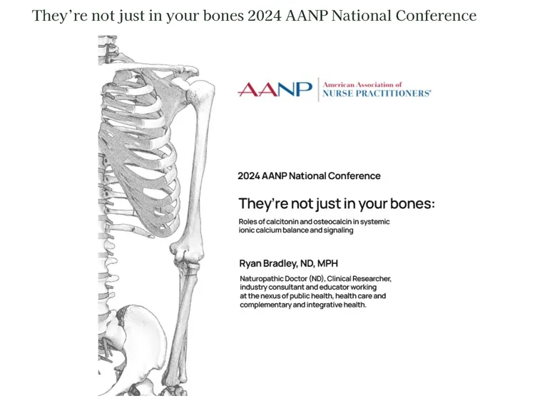 Title slide of They're not just in your bones, 2024 AANP national conference, with a skeleton illustration