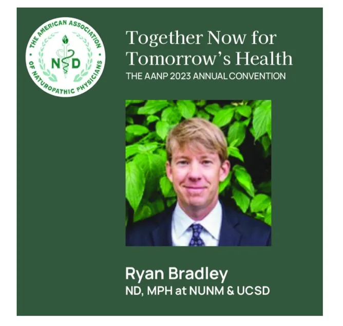 Ryan Bradley, ND, MPH, on the AANP 2023 annual convention banner